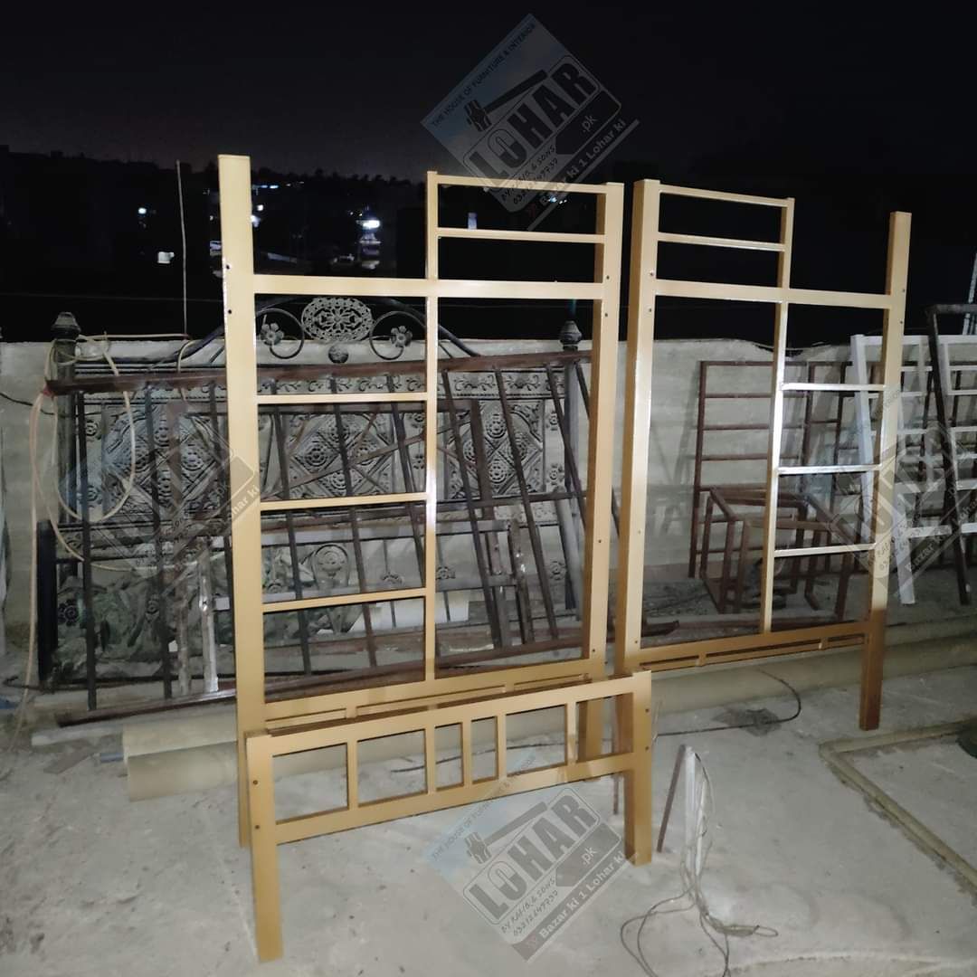 Metal Bunk Bed Frame over Two Single Wrought Iron Beds