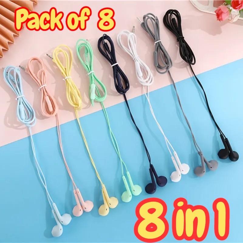 8 headphones pack. earphones. headset. Hands-free. super bass with clear sound. amazing sound