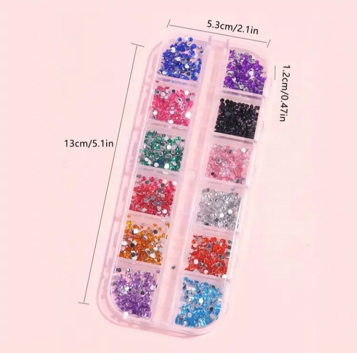 Nail Stone Nail Art Rhinestones mini Tips Slices12 Colours Nail Studs Glitter Resin And Multi purpose Decorations Tool