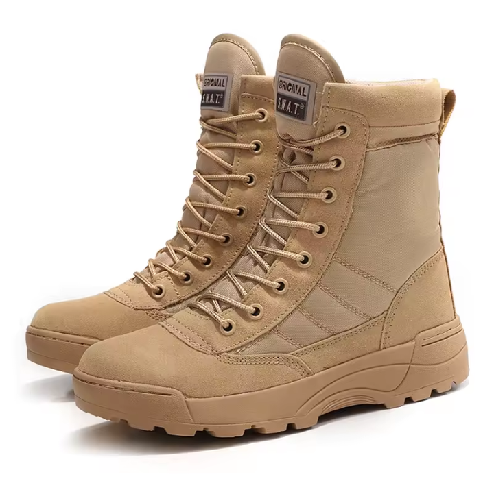 ‎Men’s Tactical Military Boots – Durable High Ankle Army Shoes with Zipper & Lace – Ideal for Polic, Security Guards, Patrolling & Hiking