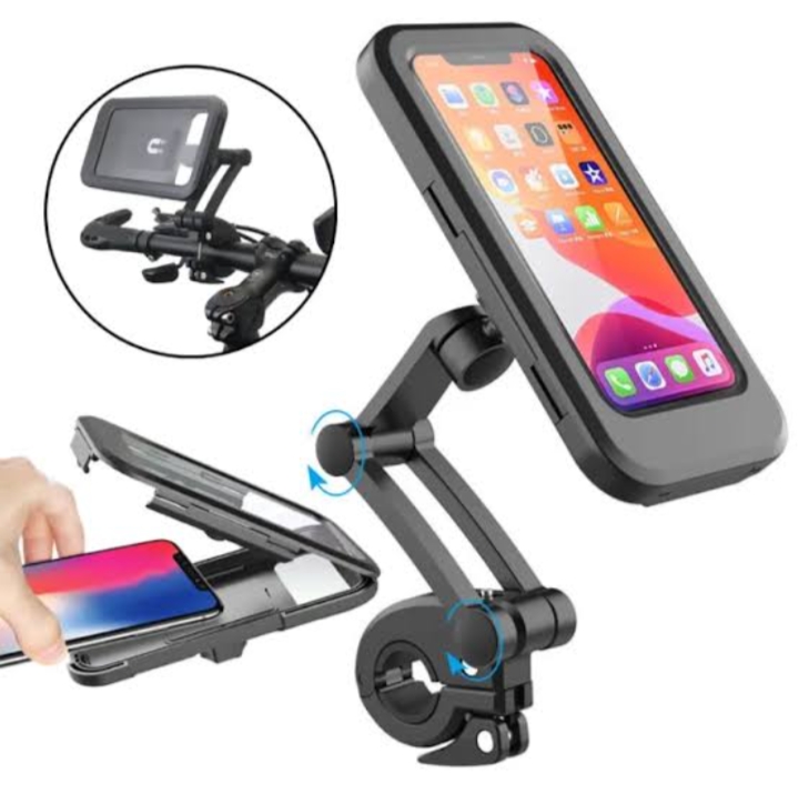 360° Rotating Bike & Motorcycle Phone Holder Adjustable Mobile Mount Touch Friendly Design for Maps & Navigation