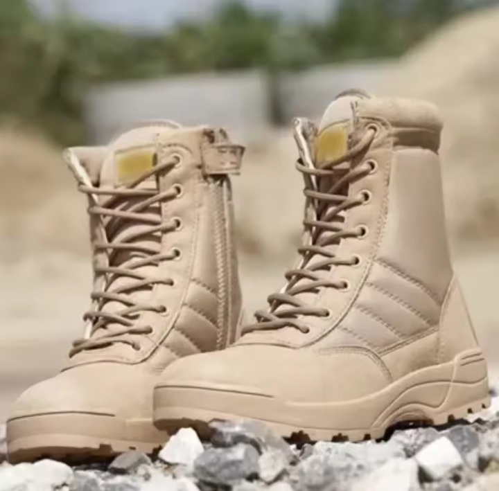‎Men’s Tactical Military Boots – Durable High Ankle Army Shoes with Zipper & Lace – Ideal for Polic, Security Guards, Patrolling & Hiking