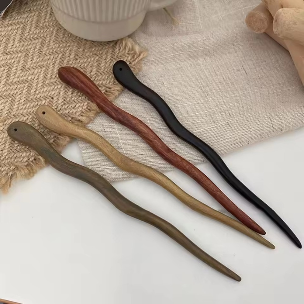 Chinese Style Elegant Wood Hair Stick For Women Girl Hairpins Simple Hair Fork Vintage Hanfu Cheongsam Headwear Hair Accessories