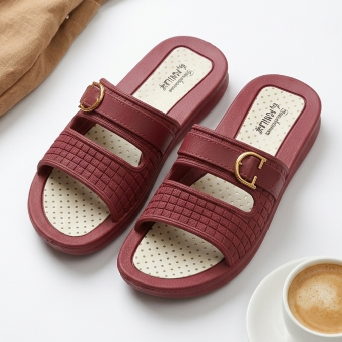 Dual Adjustable Buckle Flip Flops Women Best Stylish Dual Step Crocodile Design Flip Flops