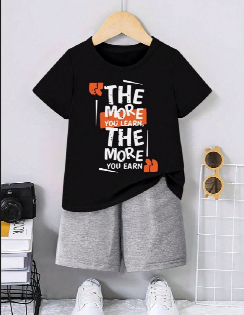 T-shirt And Short Pant For Kids Baby Girls Round Neck Short Sleeves Tee Tops Clothes Sets Dresses Outfit Suit For Unisexual Jannat Place