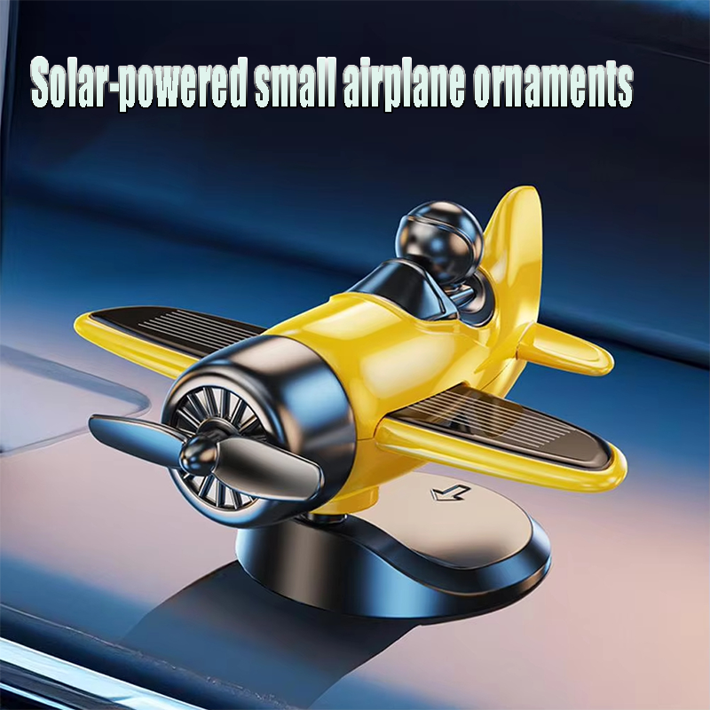 Solar Powered Rotating Airplane Car Dashboard Ornament 360° Auto Spin Decor Airplane Ornaments Car Interior Decoration