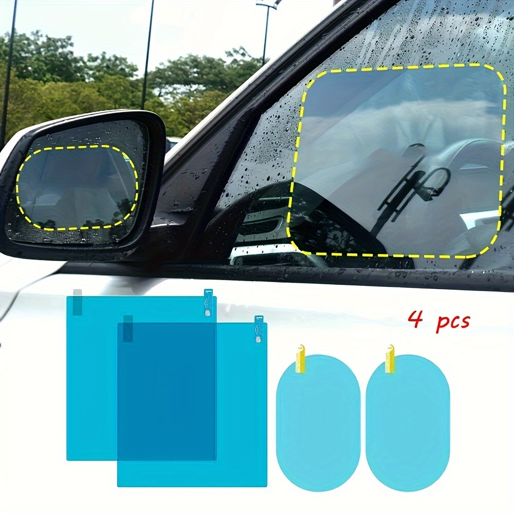 4pcs Car Rearview Mirror Protective Film Side Windows Sticker, Anti Fog Glare Rainproof Waterproof Mirror Film Clear Nano Coatin | Daraz.pk