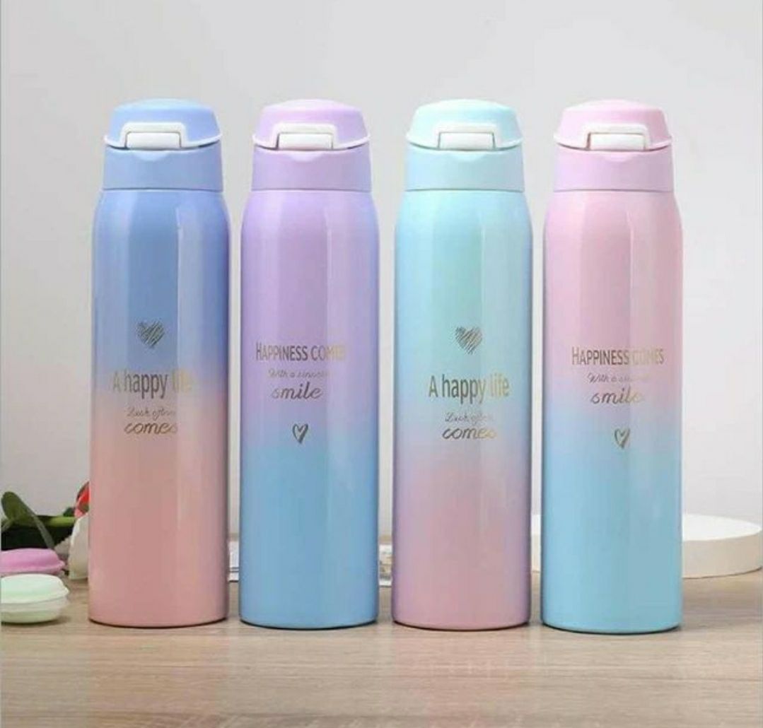Best Beautiful Sports Water Bottles 500ML Sport Thermos Water Bottle Thermo Mug Stainless Steel Vacuum Flask Mug with Straw Insulation Cup Water Jug Drinking Bottle