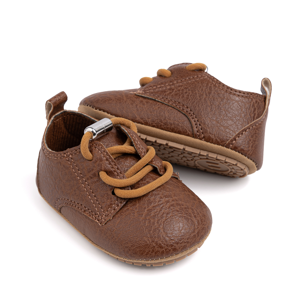 Boys Girls Shoes Retro Leather Casual Sneakers Lace Up Wear-resistant  Soft Anti-slip Sole Toddler First Walkers 2-colors