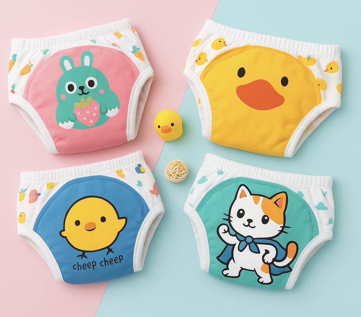 Luxe Styles Kidz 1 Pcs Baby Traning Panrts Washable 3 Layers Baby Cloth Reusable Cotton Elastic Waist Cloth 0-15KG learning pants (Random colors)