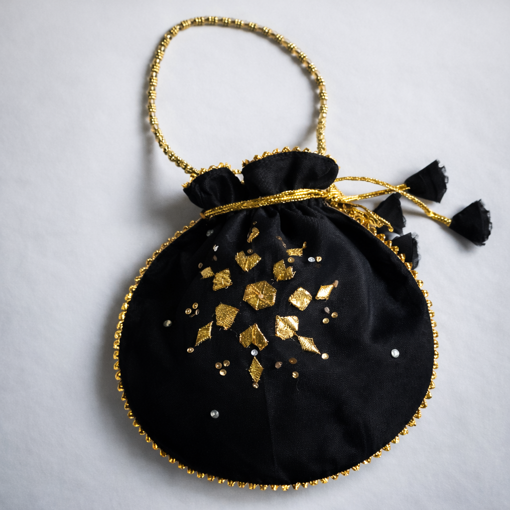 Fancy embroidered clutch/potli bag for wedding parties designer traditional potli gol bag with Handmade Gota work