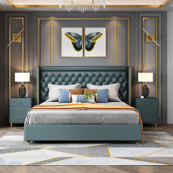 Bedroom Furniture Set Modern Italian Design Upholstered King Size Storage Beds