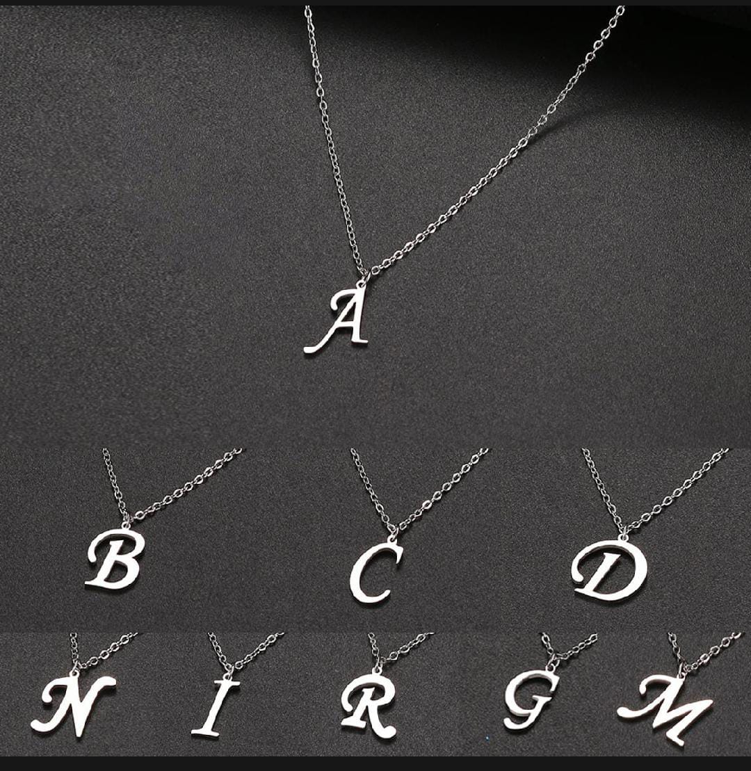 A to Z Alphabet Lockets – Silver Color Initial Letter Pendant Necklace for Men & Women