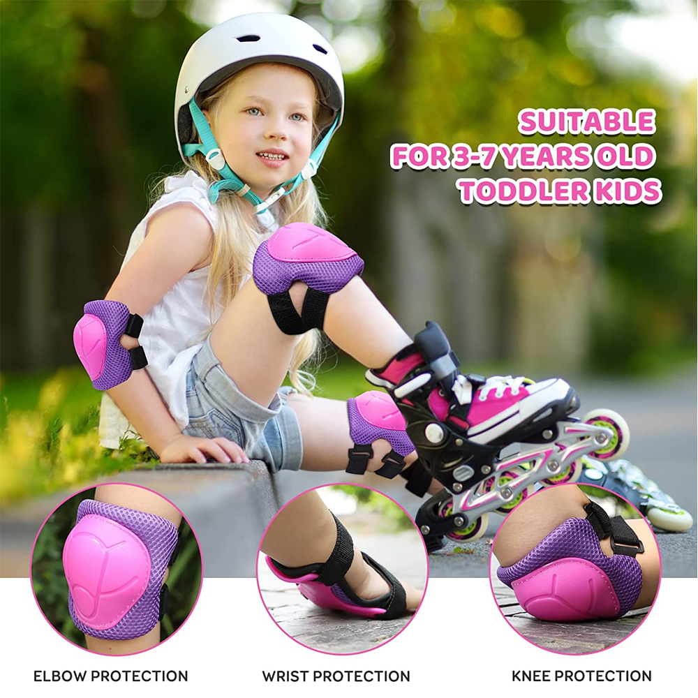 Inkidio Knee Pads For Kids Unicorn Protective Gear Set Knee Pads And Elbow Pads Set With Wrist Guard For Girls Boys Roller Skates Inline Skatings Scooter Cycling Bike Skateboard (Medium, Blue), Knee
