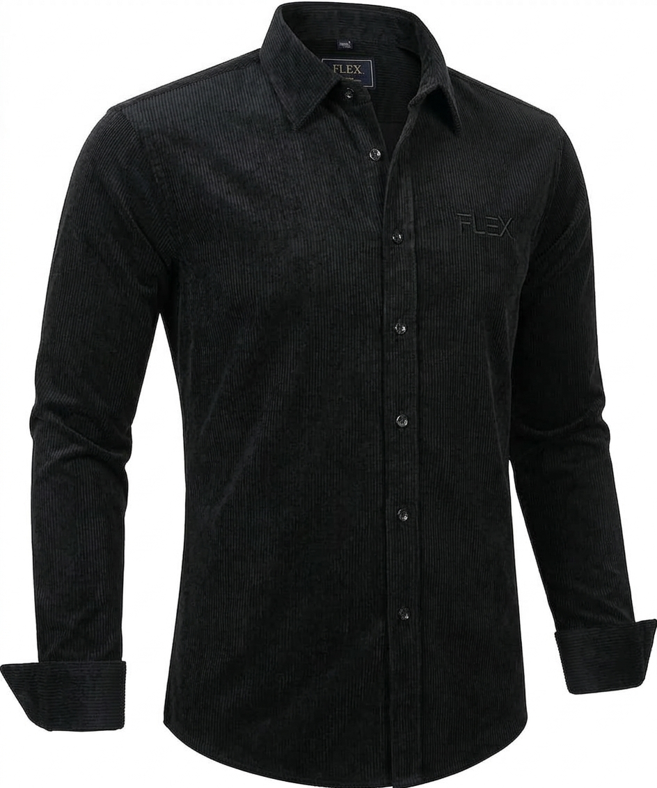 "Men's Premium Black Corduroy Long Sleeve office and casual Shirt , Casual & Comfortable"