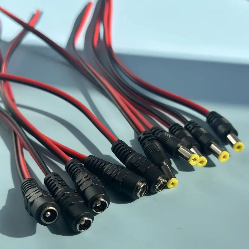 5 Pairs DC Power Plug and Socket Cable (5 Pcs Plug 5 Pcs Socket) 2.1mm X 5.5mm Jack Cable Wire Line Adapter Male Female DC Pigtail Connectors For CCTV Security Camera , Router and DIY project