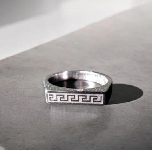 Hot Selling Slim Ring For Men And Women Top Fashion High Quality  Stainless steel Slim  Greek Rectangle Ring For Boys And Girls Never FADE  Color