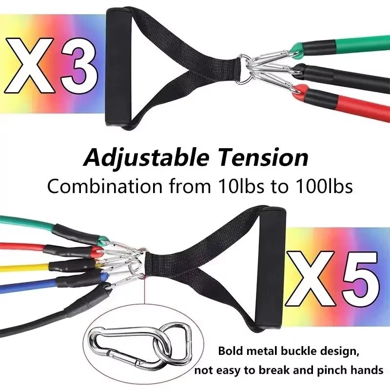 11 Pcs Power Resistance Band Set for Workout & Exercise | Resistance Bands for Men & Women | Resistance Band for Pull Up | Fitness Resistance Bands Set for Home Gym | Latex Exercise Bands for Full Body Training