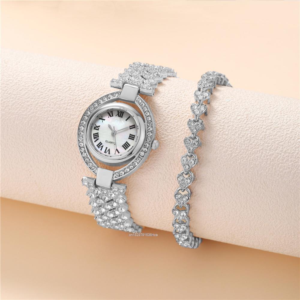 HOT DEALS NO 1 Luxury 2024 Brands Gold Women Quartz Watches Full Diamond Encrusted Seashell Surface Design Fashion Stainless Steel Strap Watch