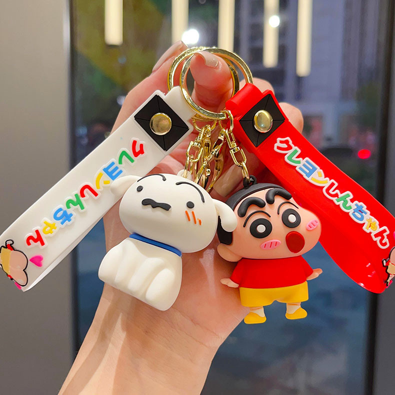 Classic Crayon Shin chan Crayon Keychain Dinosaur Little White Crocodile Doll Cute Pendant for Friends' Birthday 