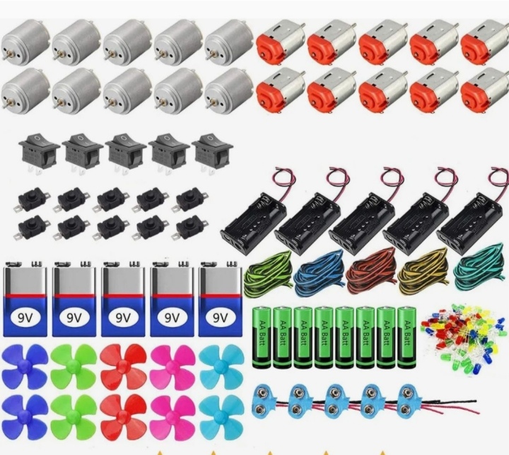 DC Motor Fan Set Electronic Science Project Kit With Battery DIY Kit For Students 4V Motor Fan Propellers and etc
