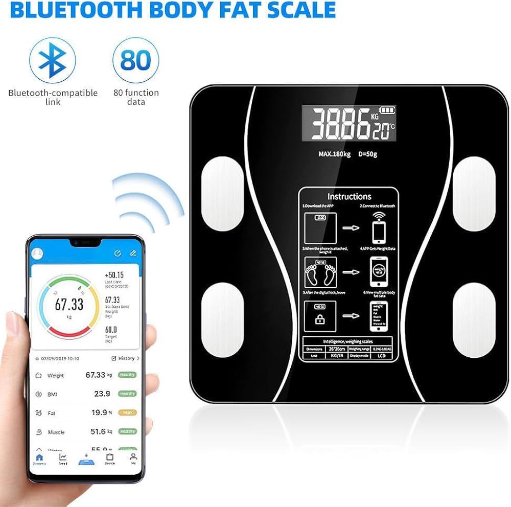 Tempered Glass Electronic Digital Body Weight Scale, Bathroom Scale 180 KG with LCD Display Weight Machine