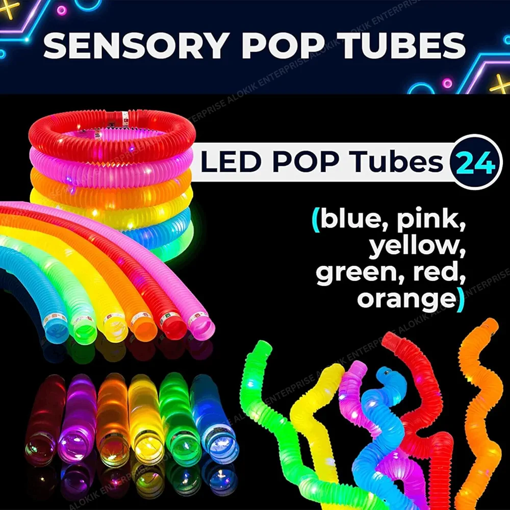 Led Light Pop Tube Toy Stretchy Bendable Pipe Toy Fidget Pop Toy Fidget Tube Toy Tube Sensory Toys