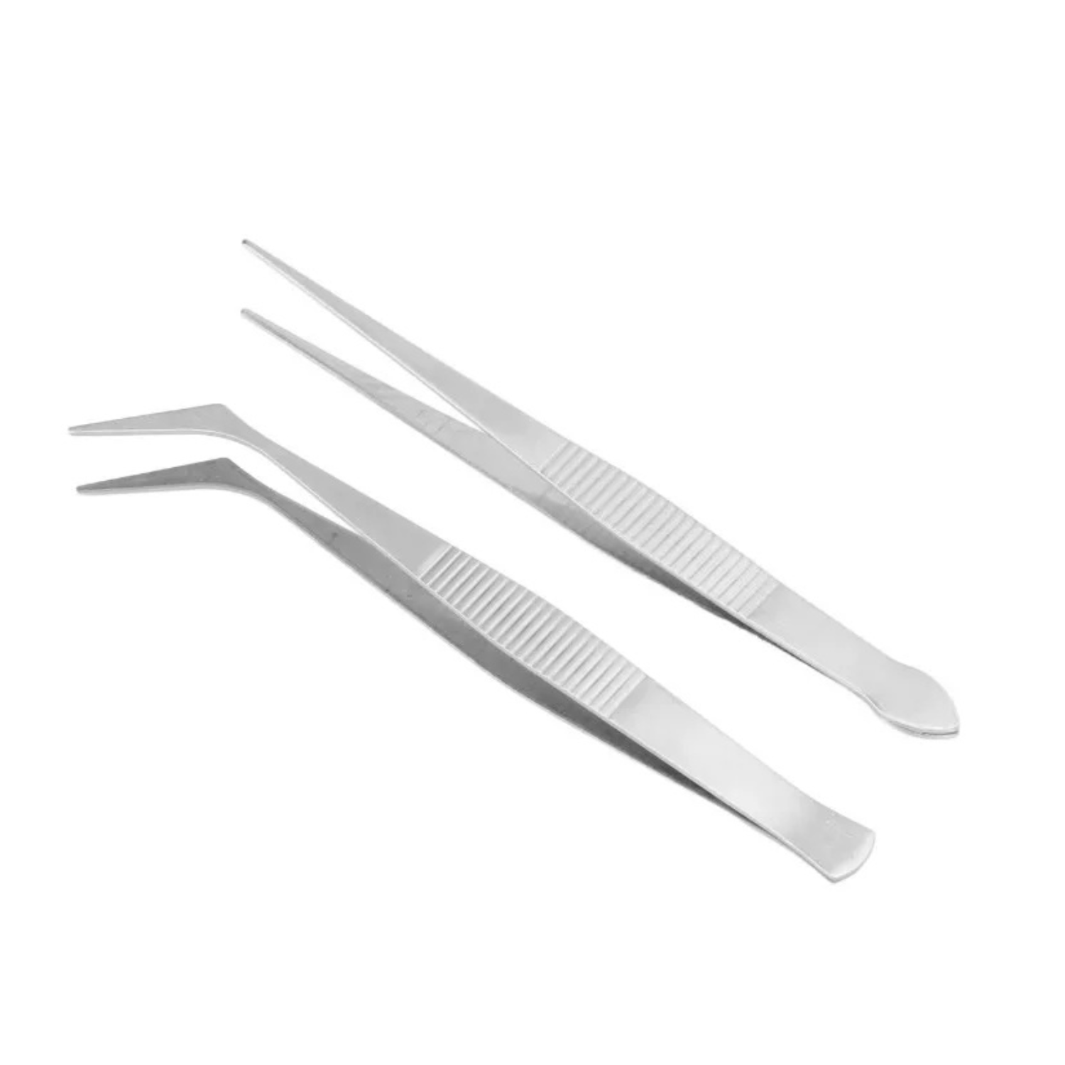 2 Pcs Stainless Steel Precision Tweezers Set – Straight & Curved Tip for Jewelry Making, Beads, Rhinestones, Electronics Soldering & DIY Repair