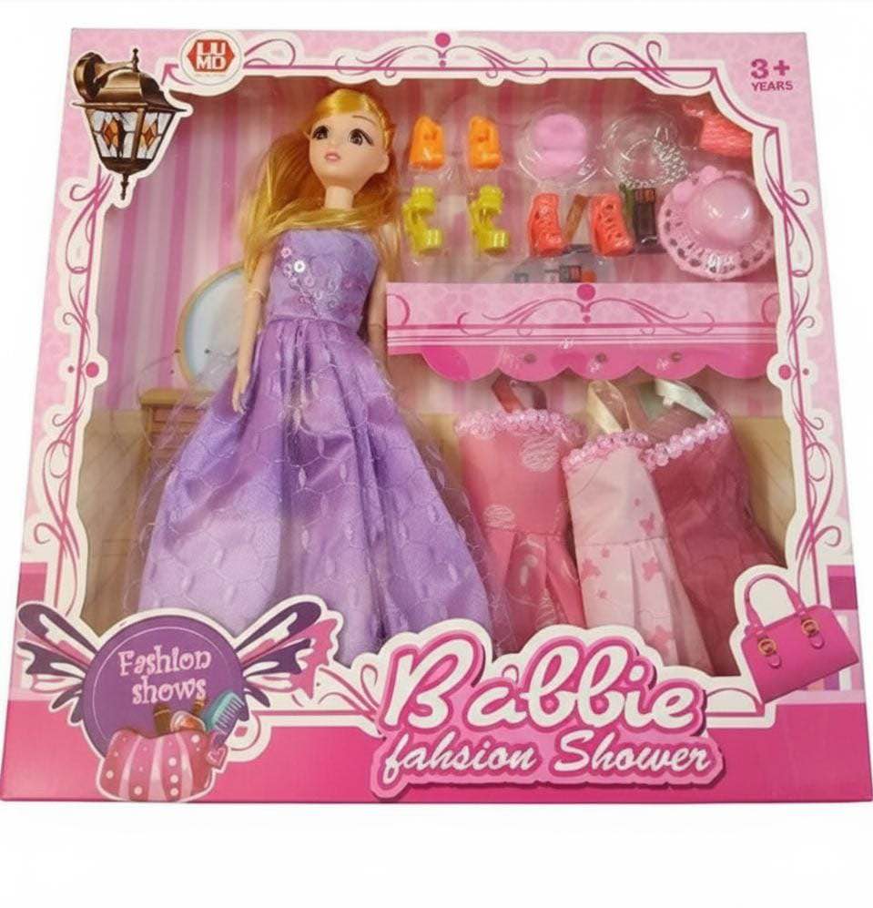 Barbie doll with accessories beautiful bendable doll with shoes dresses