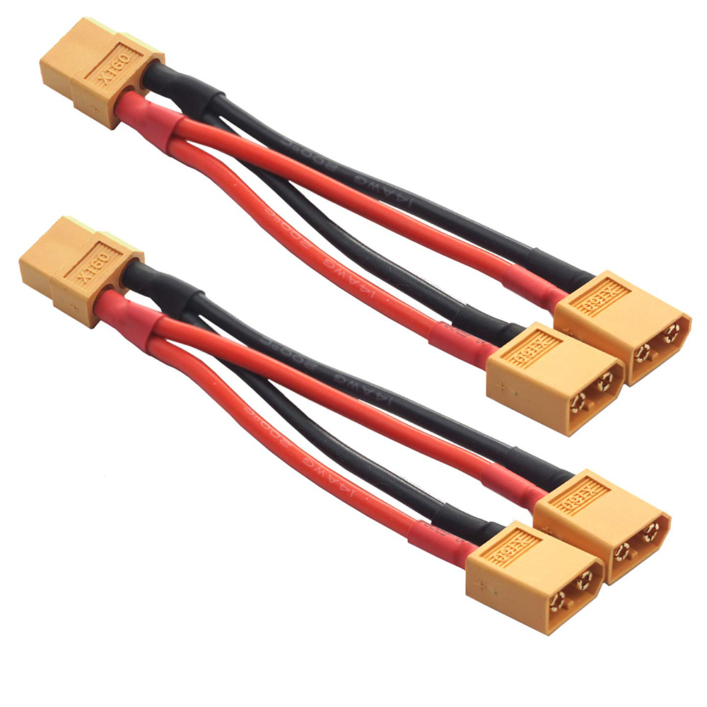 2pcs XT60 Y Splitter 14AWG XT60 Parallel Battery Connector Cable for Quadcopter RC Car