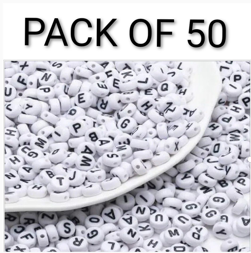 100 Pieces | Mixed White Round Alphabets Beads | Used in Making DIY Jewelry and Accessories beads for jewelry bracelets making A01