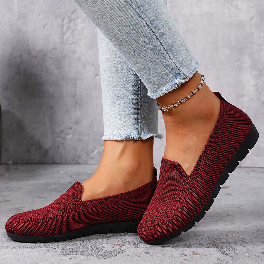 New autumn women's solid-color knit loaferslightweight, slip-resistant flat casual shoes. Stylish versatile classic,and durable