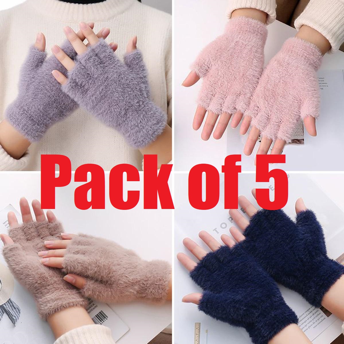Stylish Wool Fingerless Gloves for Women & Girls – Cozy Winter Knitted Half Finger Gloves, Soft Short Mittens & Warm Hand Warmers