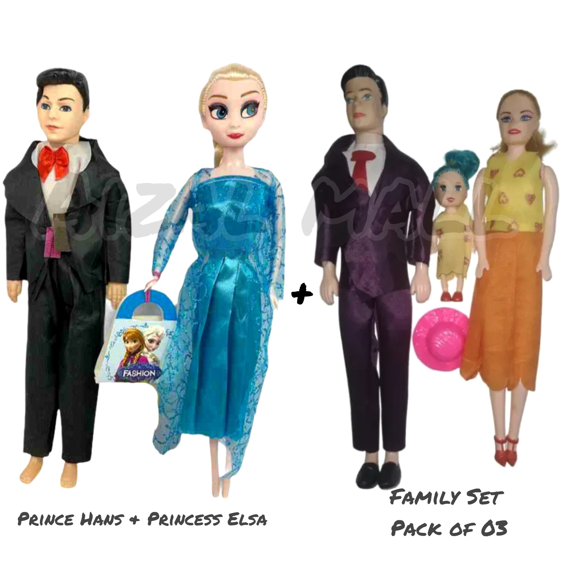Barbie Doll Family set Father, Mother and Kids Movable body Random Color Girls Play set