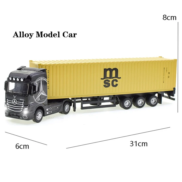 1:50 Diecast Alloy Truck Head Model Toy Container Truck Pull Back With Light Engineering Transport Vehicle