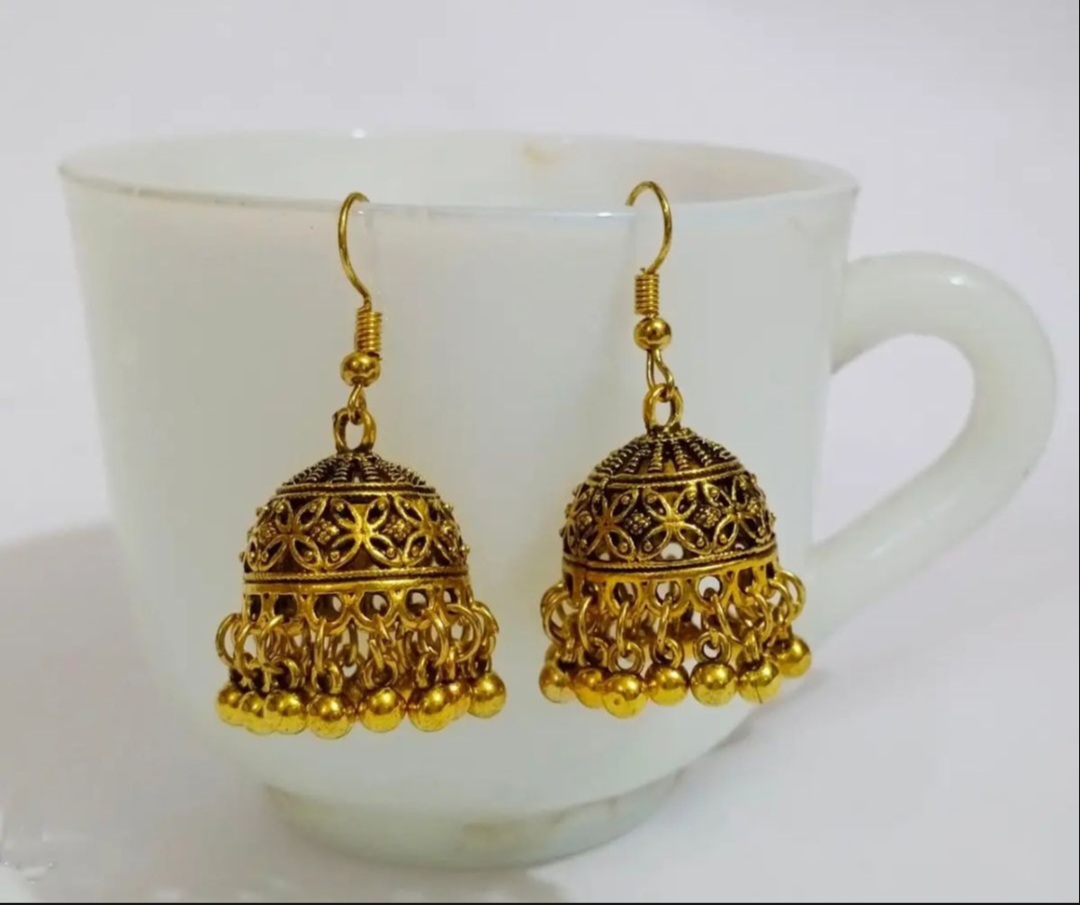 Elegant Vintage-Inspired Jhumka Drop Earrings for Women, Alloy with Charm Pendants, New