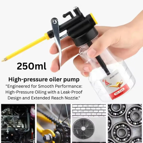 Oiler Lubricator Machine Oil Pump 200ml Transparent Plastic Bottle Pot Refueling Pot Injector Tool Grease Gun with 150mm Mouth