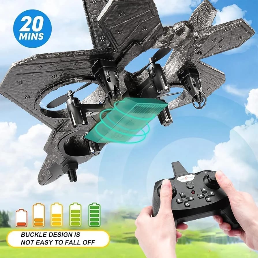 Fighter Jet Remote Control Airplane Toy for Kids | RC Fighter Jet Plane with Lights & Long Range | 360 Flip Stunt Roll & Rechargeable Remote Control Aircraft