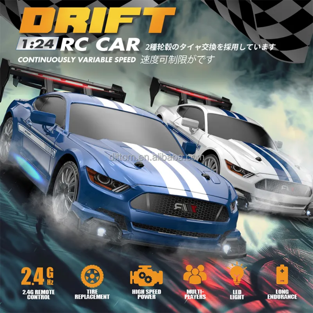 1:24 Racing Car, Mini RC Drift Car, 2.4G RC Car Toy with Remote Control and LED Light, 4WD 30 km/h Remote Control, Mini RC Car for Boys and Girls, Children's Toy