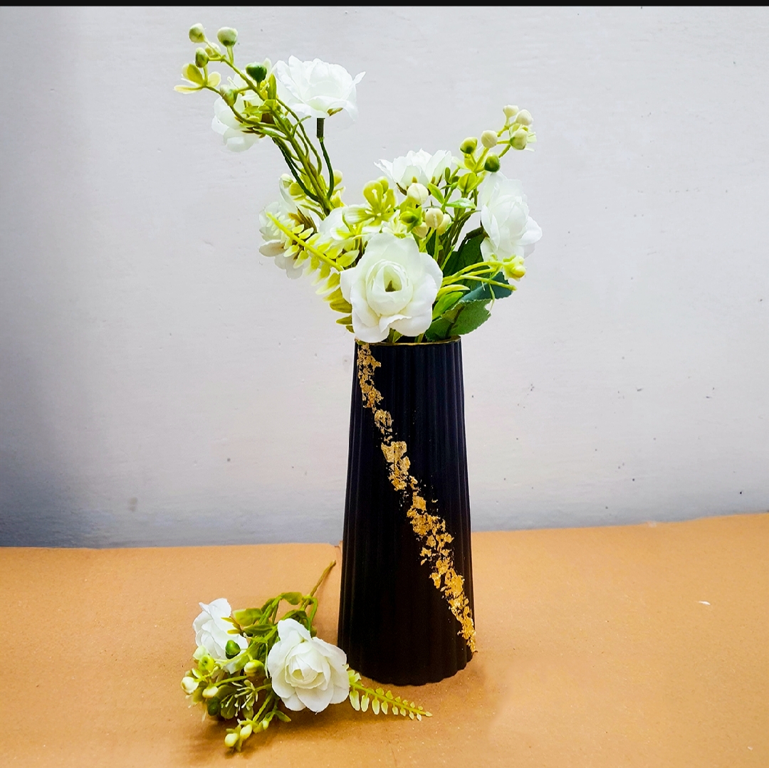 Large Striped Vase for Home Decor, Big Ceramic Flower Vase for Living Room