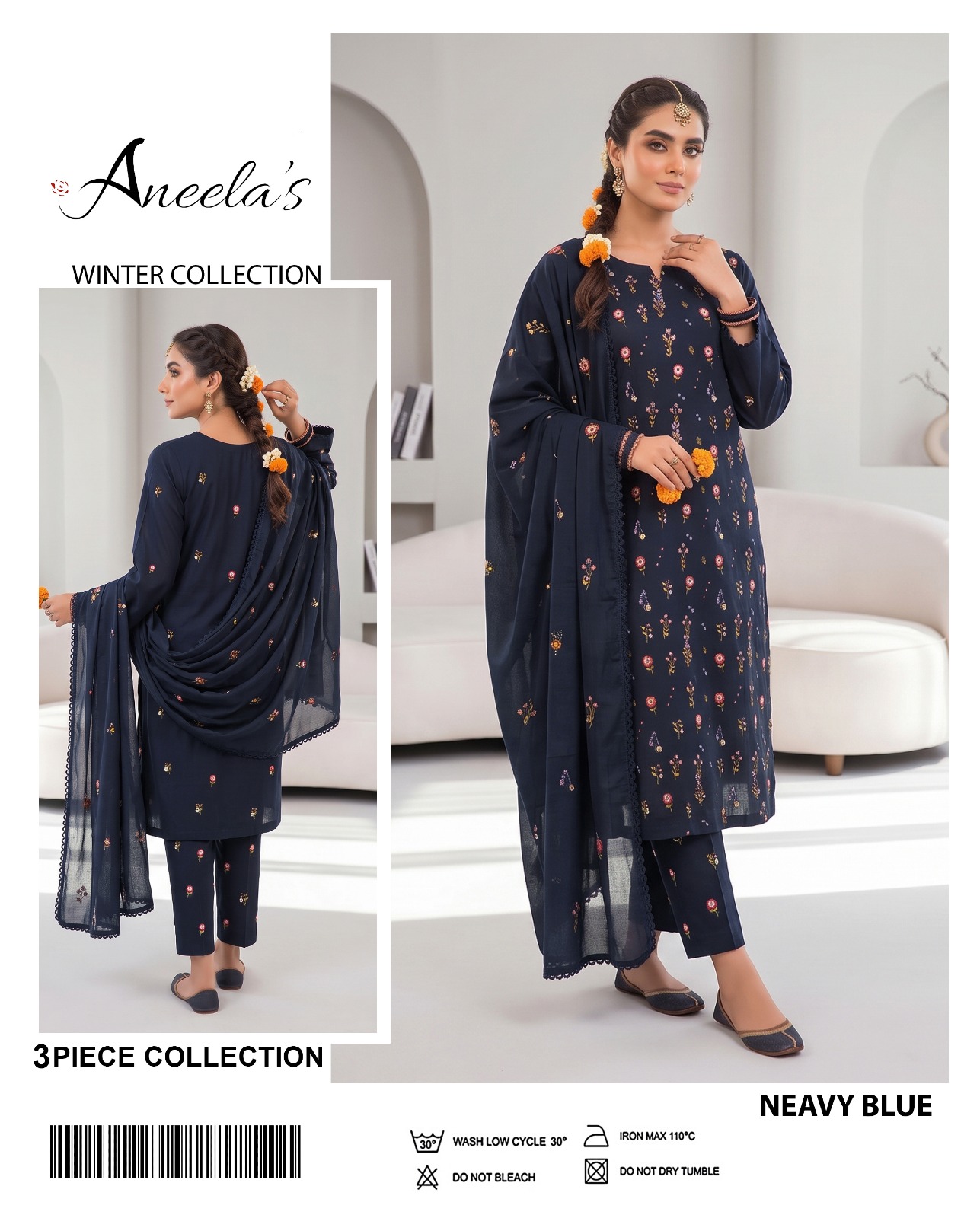 Dhanak 3 Piece Unstitched Suit for Women | Winter Collection