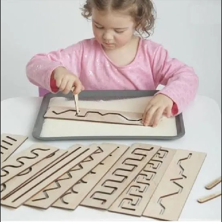 Kids wooden spiral shape stencils, drawing and puzzle kit wooden Montessori education kit and rulers Montessori stencil kit writing skills learning toys for kids pack of 12
