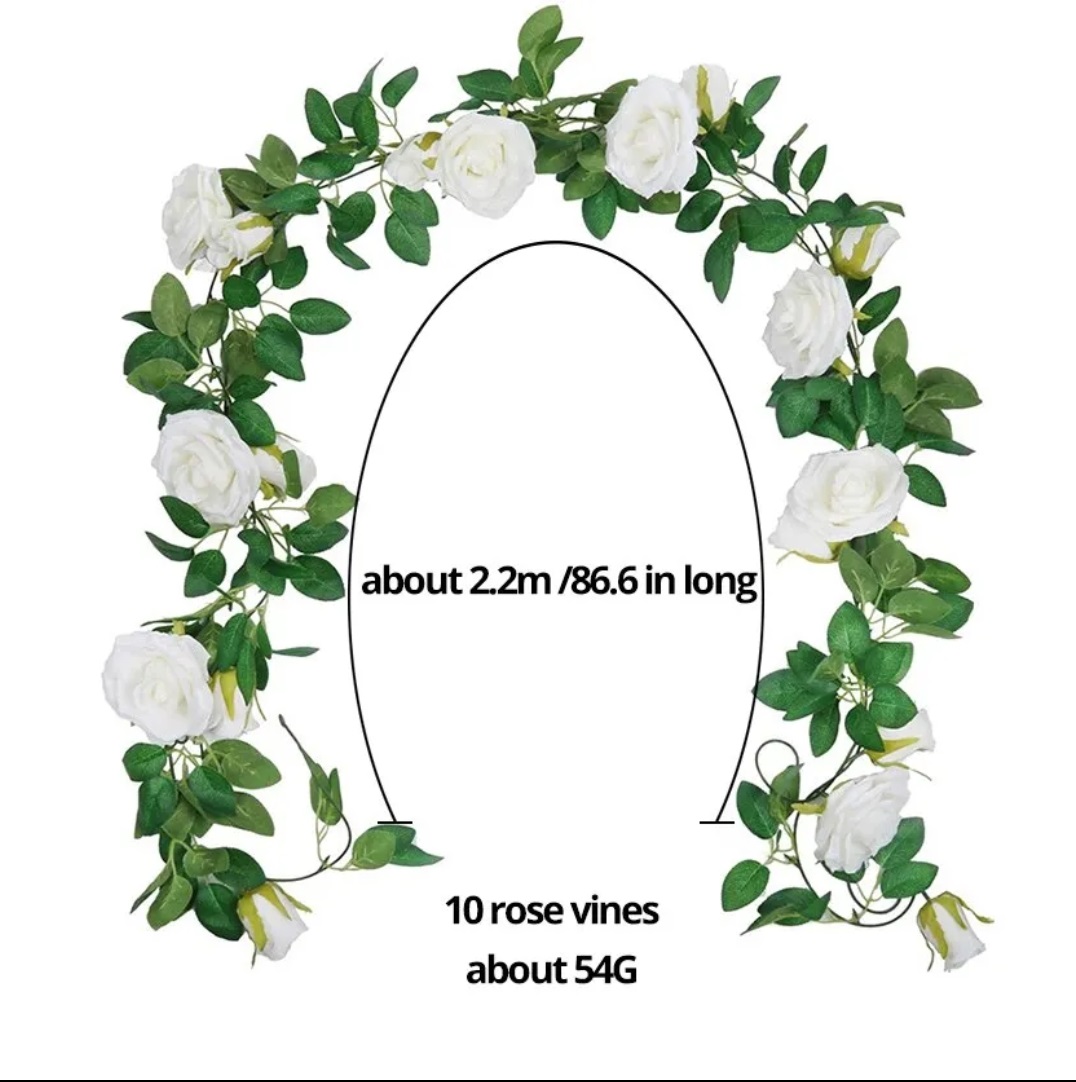 5 Feet Fashion Home Decor Green Leaves Colorful Artificial Rose Hanging Garland Silk 8 Flowers in one bail
