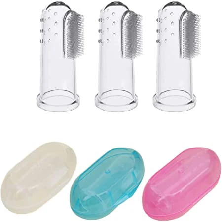 2pcs Silicone Baby Finger Toothbrush Extra Soft Safe Baby Tooth Brush Teether Transparent Finger Toothbrush for Kids Infant Children High Quality Oral Care Tool