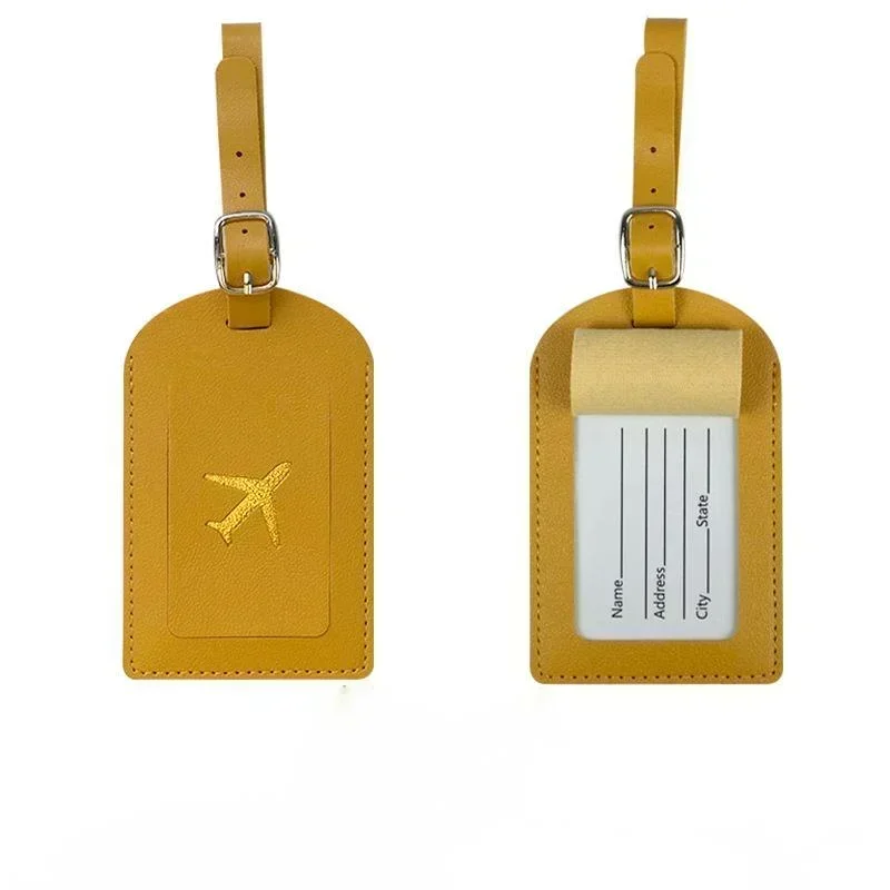 Suitcase Address Label Luggage Boarding Case Stamped Leather Business Luggage Tag Label Name ID Address Clip Travel Accessories