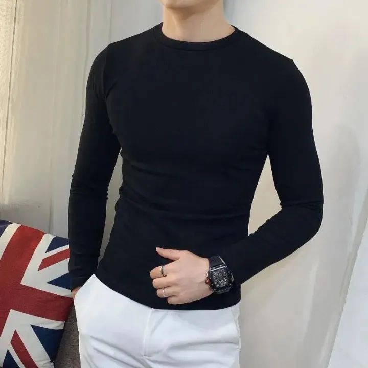 Mens Pure Black Color Full Sleeves Tshirt For Winter and Summer Soft Stuff