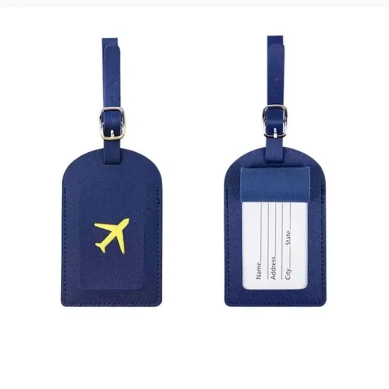 Suitcase Address Label Luggage Boarding Case Stamped Leather Business Luggage Tag Label Name ID Address Clip Travel Accessories
