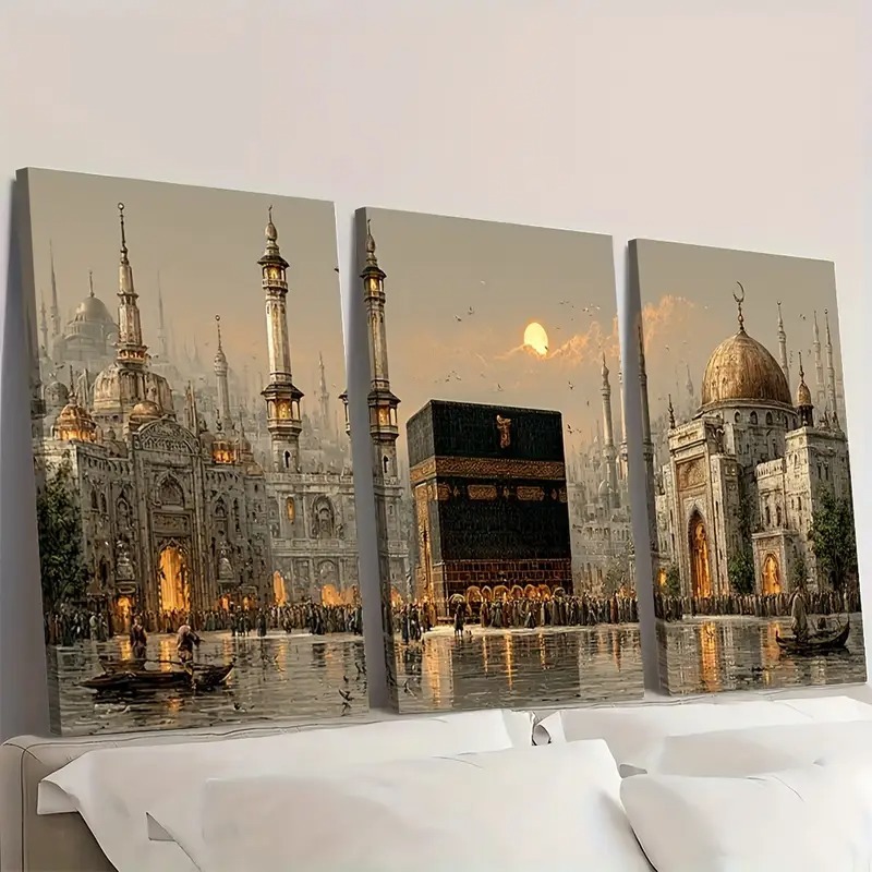 Set of 3 Islamic Mosque/Kaaba Wall Art