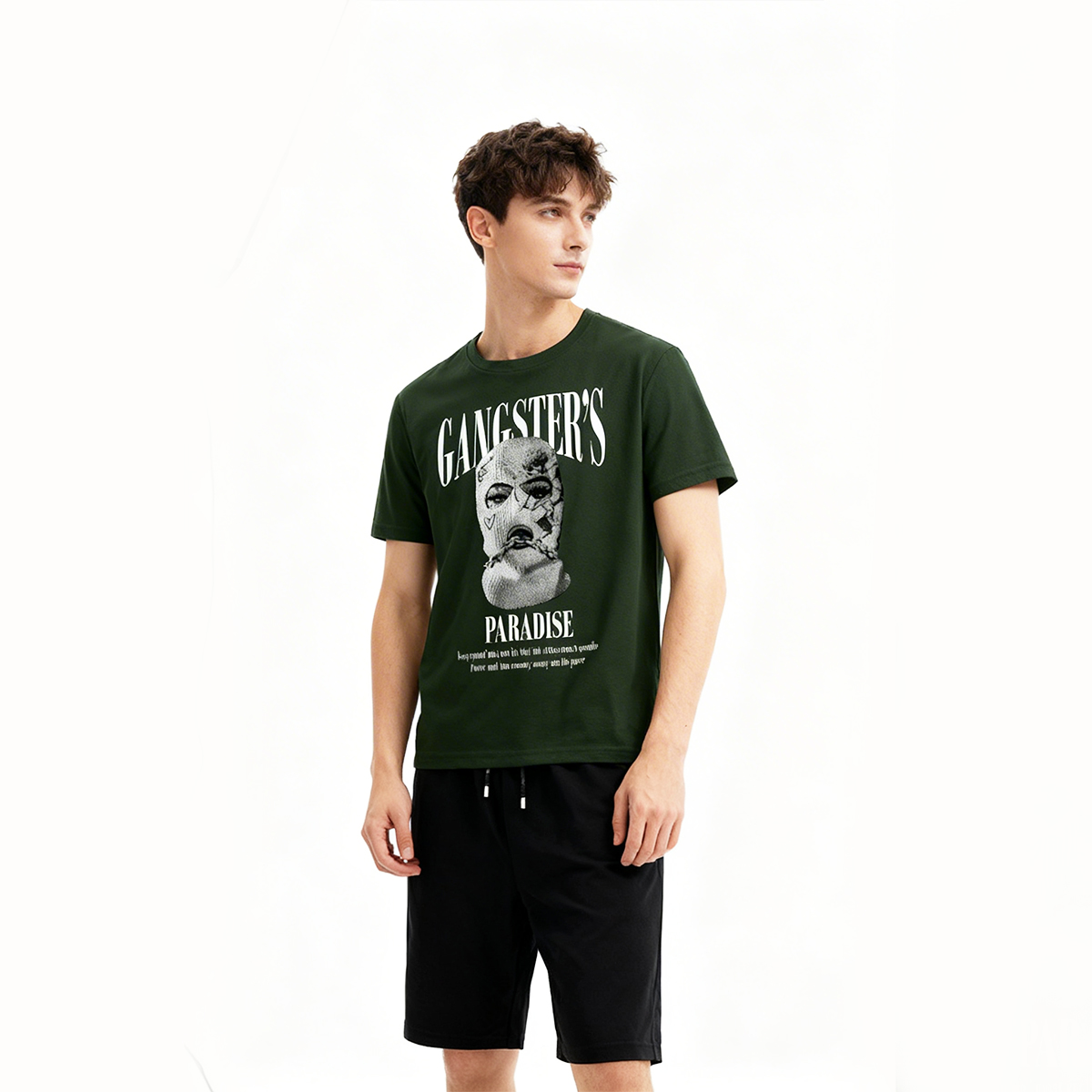 Trendy Fashion Gangster Paradise Printed Tracksuit Cotton Fabric T-Shirt & Shorts for Summer Elegant Suits gym_Track Suit Printed tshirts+short Casual Wear Men Track_Suit