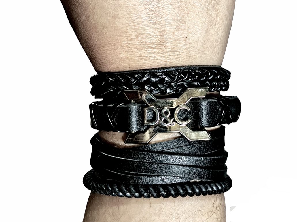 Pack of 4 Beautiful Charm Bracelet Rock Roll 5 pcs-Top Fashion Fine Quality  Artificial Leather Wrape Beaclets For Men /Boys-Hand Made Braid Rope Roll, Vintage Braclets Wrist band Rope Men Braid Breclete Jewelry For Men /Boys